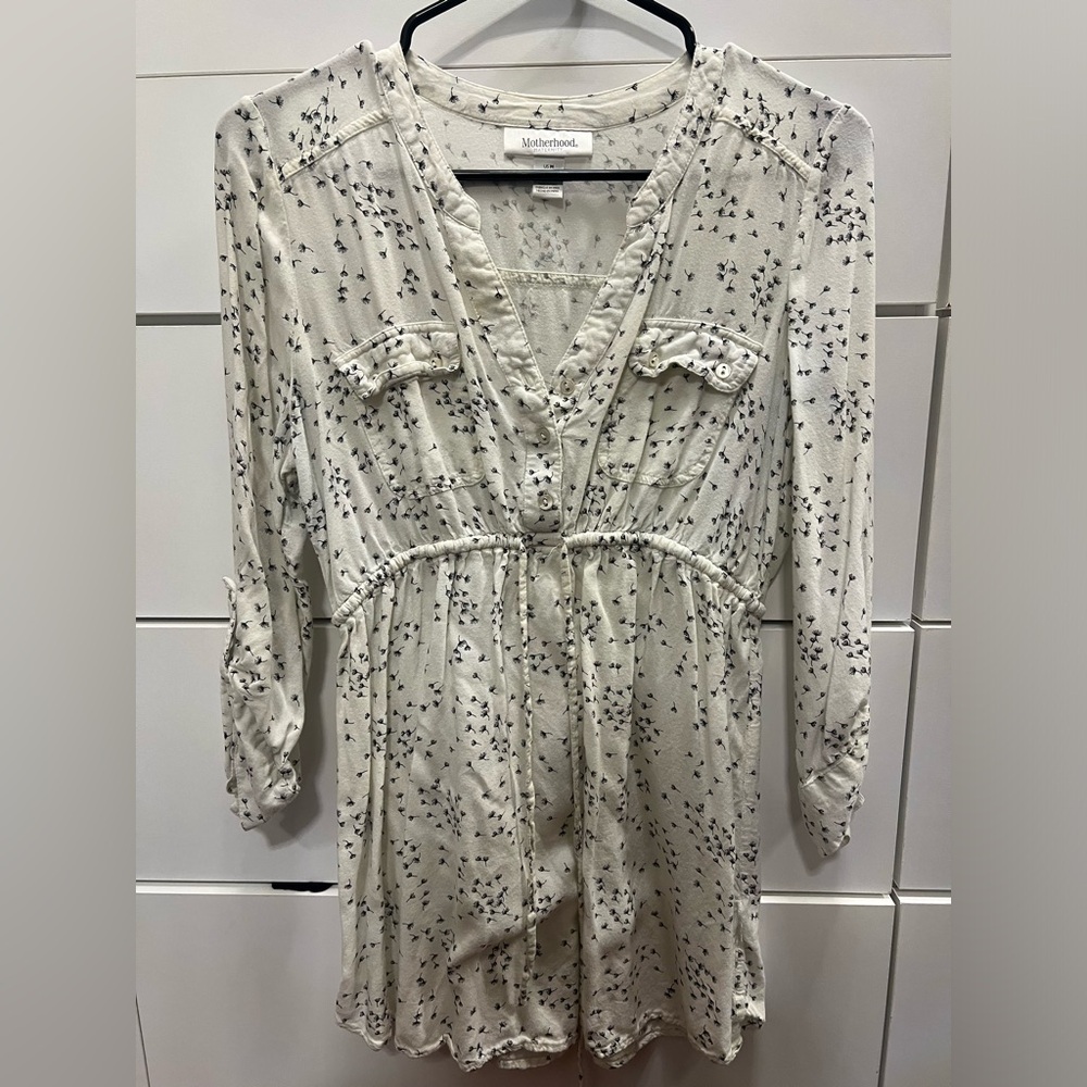 Motherhood Maternity Cream and Black Floral top